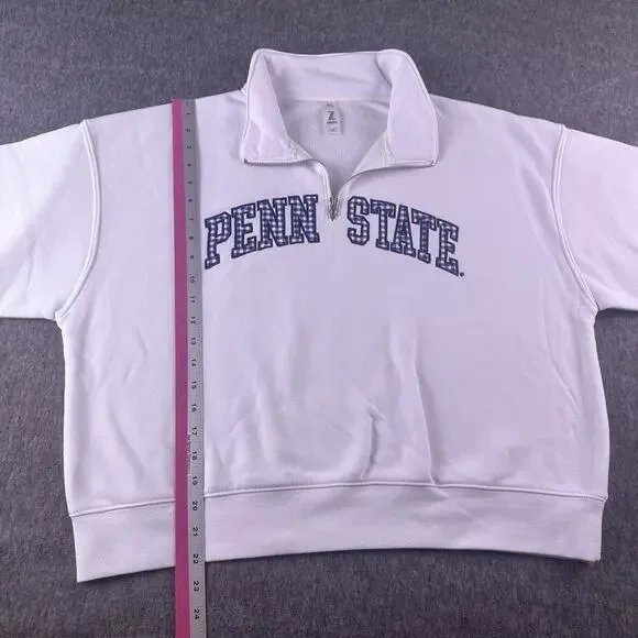 Penn‎ State Women’s XXL Cropped 1/4 Zip White Pullover Hoodie NWOT Embroidered - Picture 2 of 13
